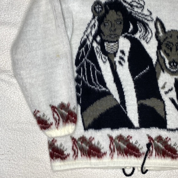 Rumiñahui Wool Incan Woman And Wolf Full Zip Sweater: Size Large - Picture 9 of 12